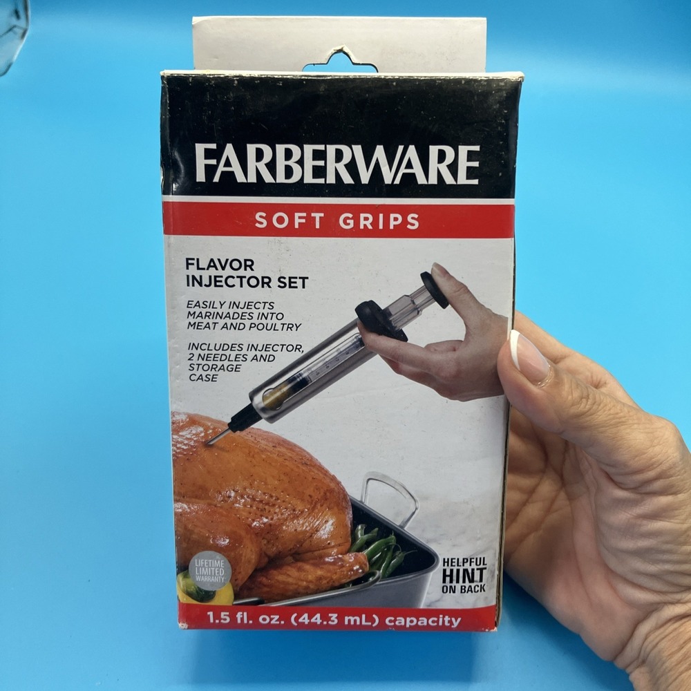 Farberware Soft Grips Meat Flavor Injector Stainless Steel 2 Needle Storage Case